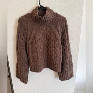 Express Brown Cable Knit Turtleneck Sweater